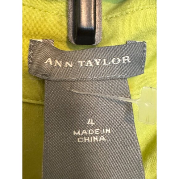 Ann Taylor Short Sleeve Button-Up Blouse Lime Green Size 4 - Picture 5 of 5
